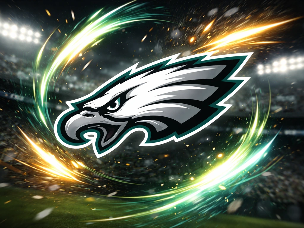 Photo-like eagle emblem with energetic motion bursts suggesting a chant vibe, minimal background, no text.