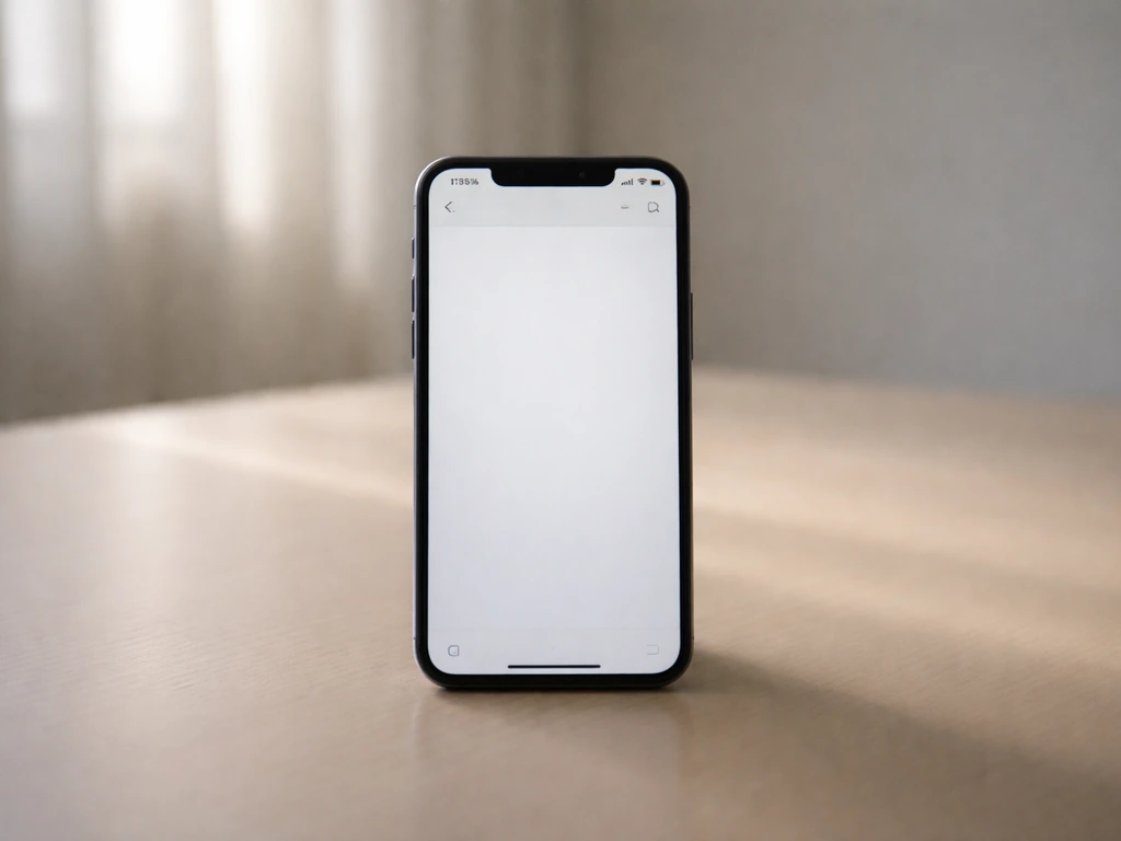 Smartphone on a desk with an empty email inbox, implying no communication received.