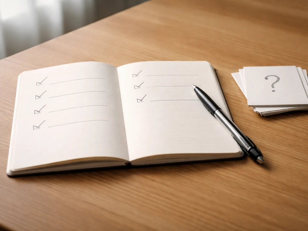 Minimal desk scene with a notebook and pen showing a simple literal vs figurative language checklist.