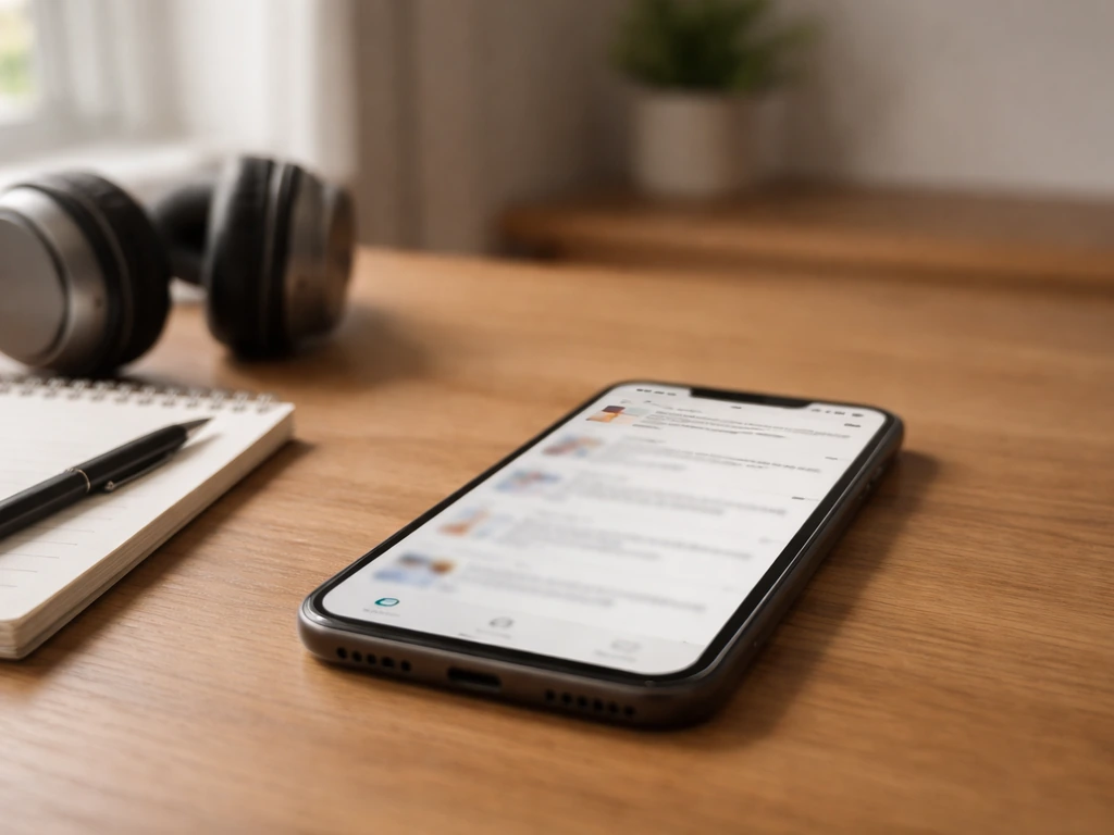Minimal desk scene with a phone showing blurred Reddit-style posts about a dead bird meaning